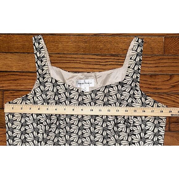 Rena Rowan Women's Size 14 Silk Black & Tan Floral Embroidered Sleeveless Top - Picture 3 of 7